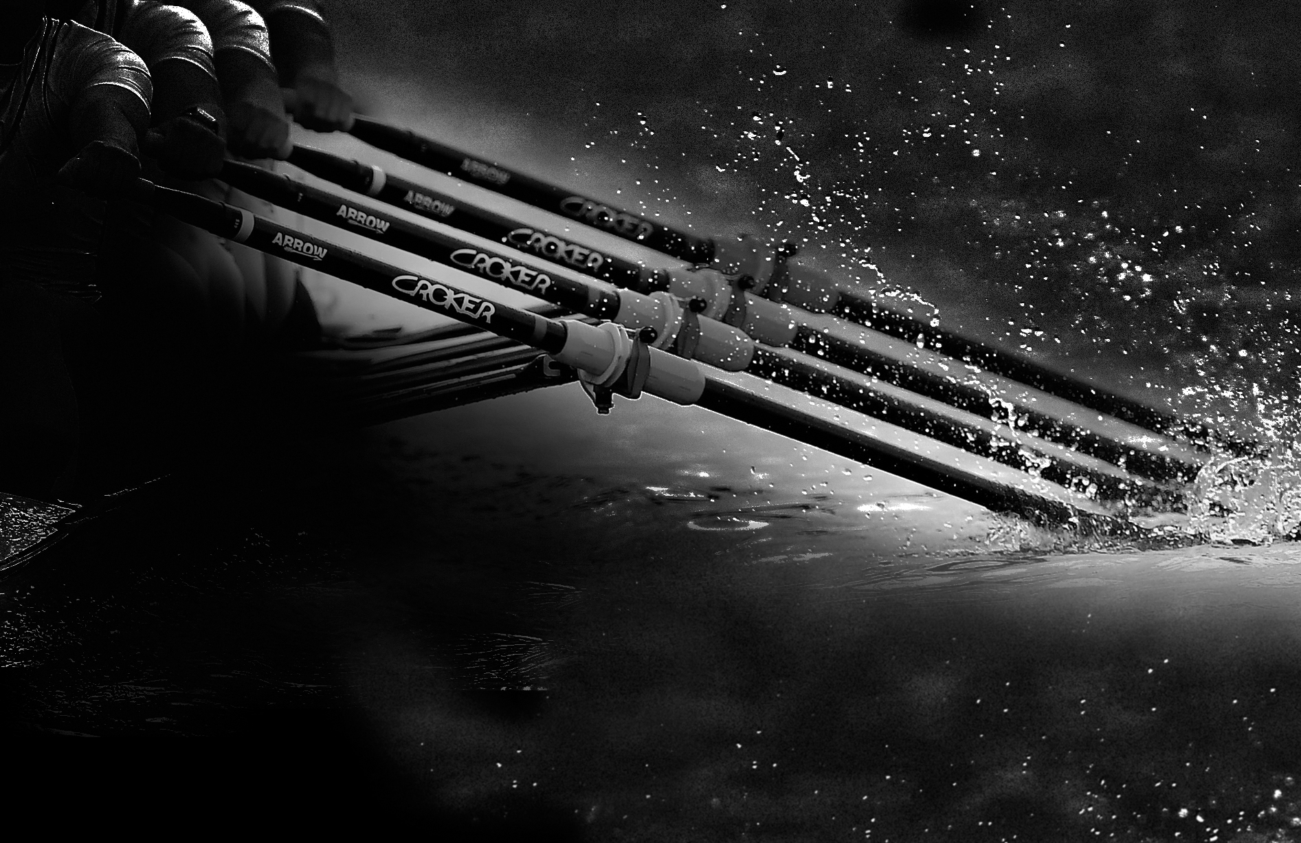 Croker oars powering a crew through the water